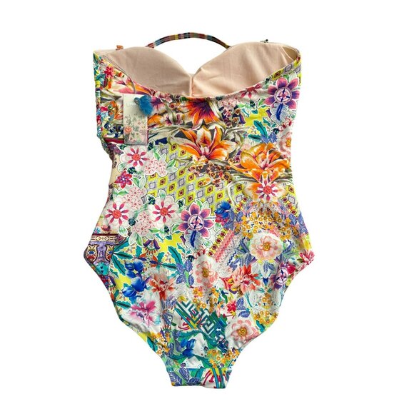 Johnny Was Ruched Floral Sweetheart One Piece Swimsuit 1X Plus Size NWT $218 - Picture 5 of 7